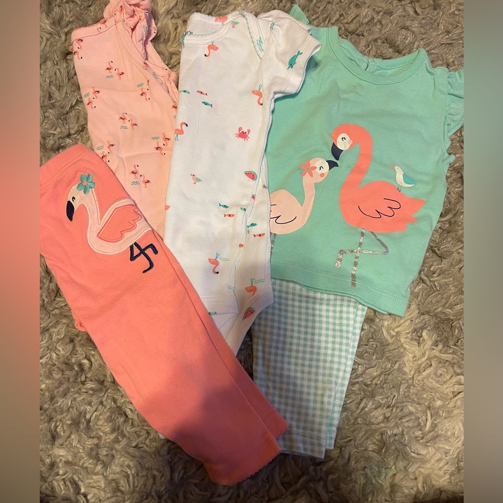 Carters - flamingo 5 piece set - 9 months